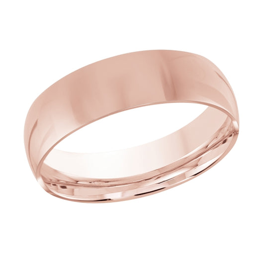 rose gold dome wedding band against a white background