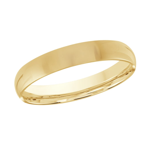 yellow gold dome wedding band against a white background