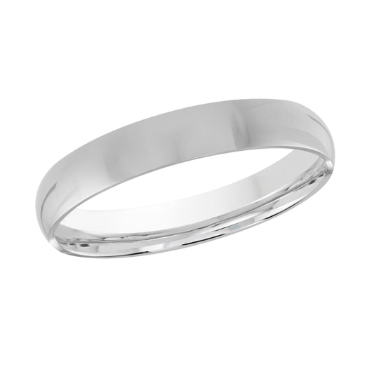 white gold dome band against a white background