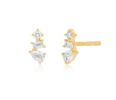 EF Collection multi faceted diamond stud Earrings