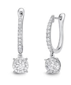 Women's 18K White Gold Diamond Dangle Cluster Earrings