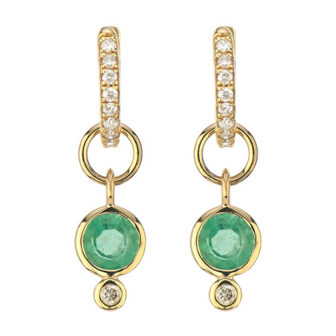Women's 14K Yellow Gold Petite Emerald Earring Charm