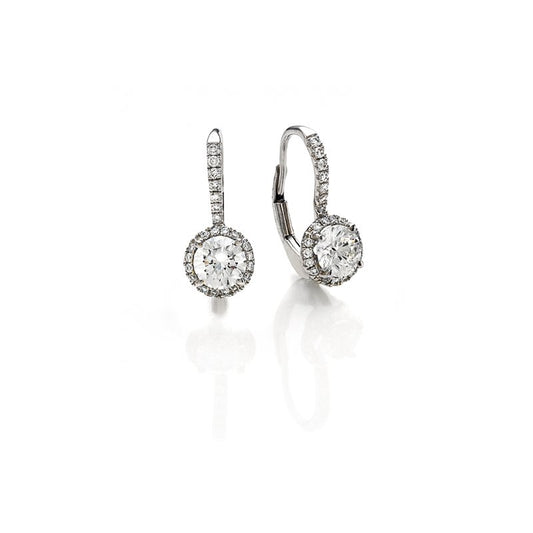 White gold diamond Short-Drop Earrings against a white background