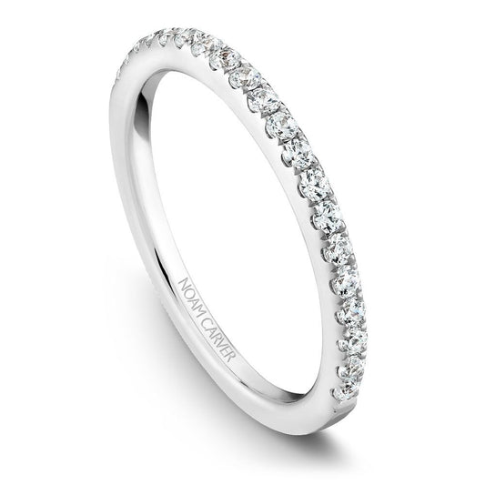 Noam Carver White Gold Band with 20 round Diamonds against a white background
