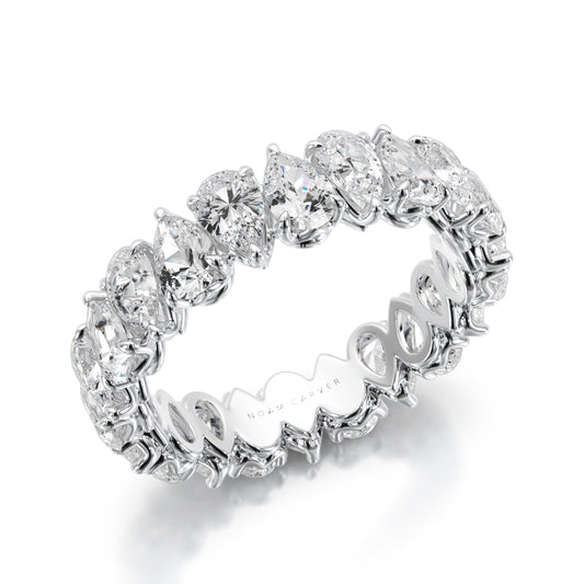 Noam Carver White Gold Band with 22 Pear-Shaped Diamonds against a white background