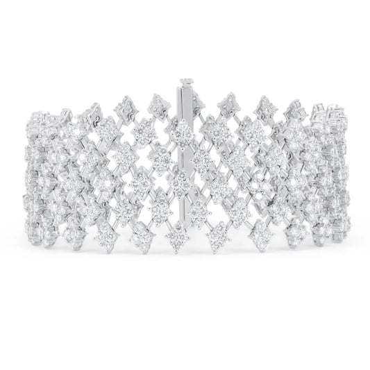  White Gold Diamond Cuff Bangle Bracelet against a white background