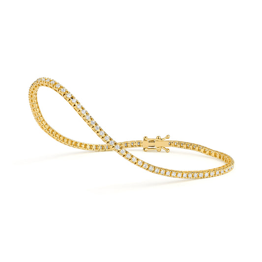 Yellow Gold Diamond Tennis Bracelet against a white background
