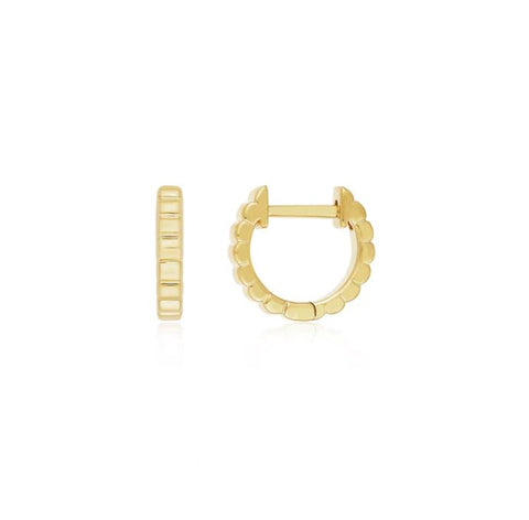14K White Gold Fluted Mini Huggie Earrings