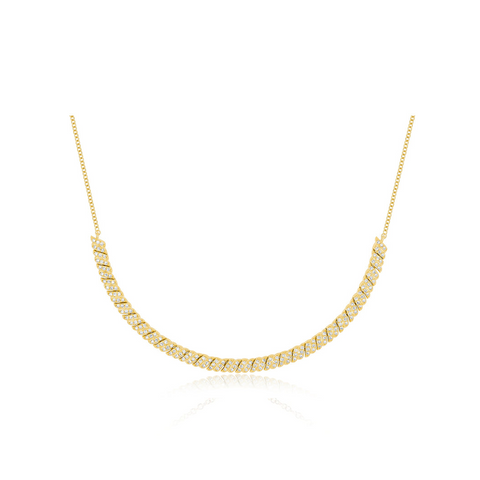 14K Yellow Gold Diamond Twist Segment Necklace, 18 Inch