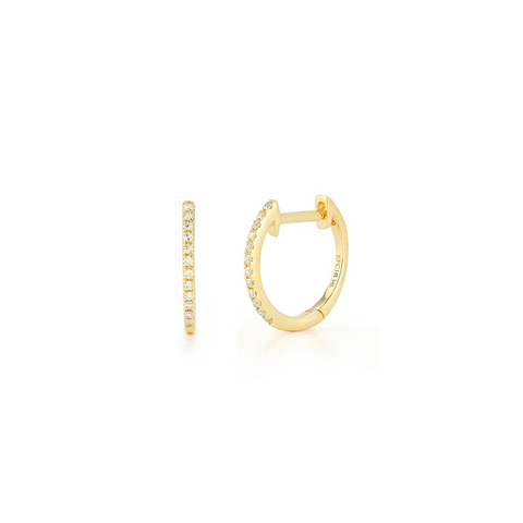 14K Yellow Gold Mini Diamond Huggie Earrings