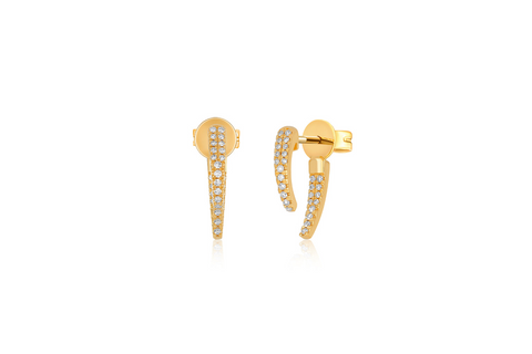 14K Gold Mini Diamond Hook Earrings