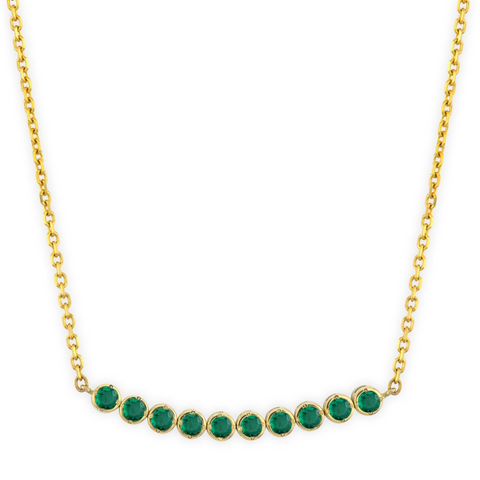 Three Stories Double Sided 14K Diamond and Emerald 16 Inch Necklace