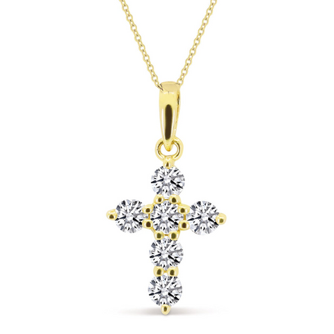 14K Gold Petite Diamond Cross Necklace