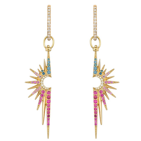 Three Stories single make a wish elongated starburst top multicolored saph Earrings