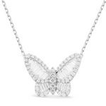 14K White Gold Diamond Butterfly Pendant Necklace