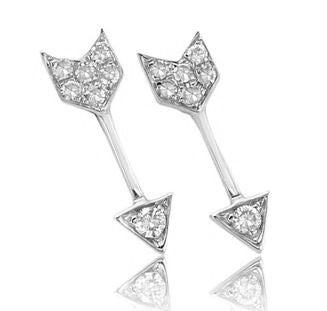 14K Gold Arrow Stud Diamond Earrings