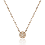 Women's 14K Yellow Gold Round Disc Pendant with Diamonds 16 Inch Necklace