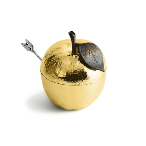 Michael Aram Gold Plated Apple Honey Pot
