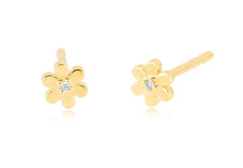 EF Collection single daisy with diamond Earrings