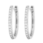 Three Stories 14K White Gold Small Oval Hoop Earrings