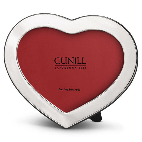 Sterling Silver Heart Picture Frame with a red center that reads "cunill barcelona 1916 sterling silver 925" against a white background