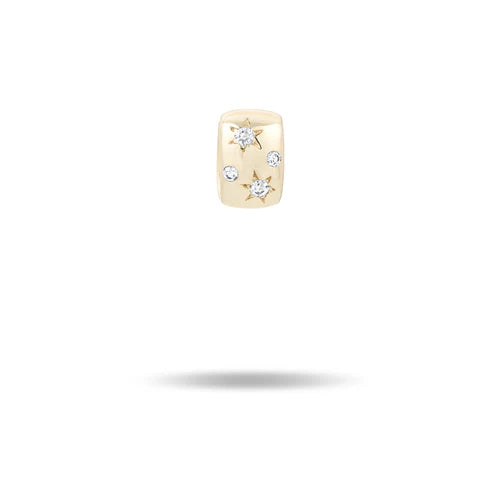 Yellow gold bead with round diamonds and stars