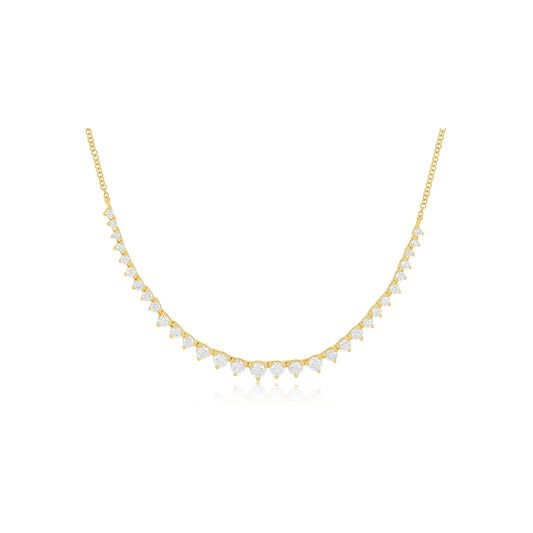 yellow gold Graduated Diamond Necklace against  a white background