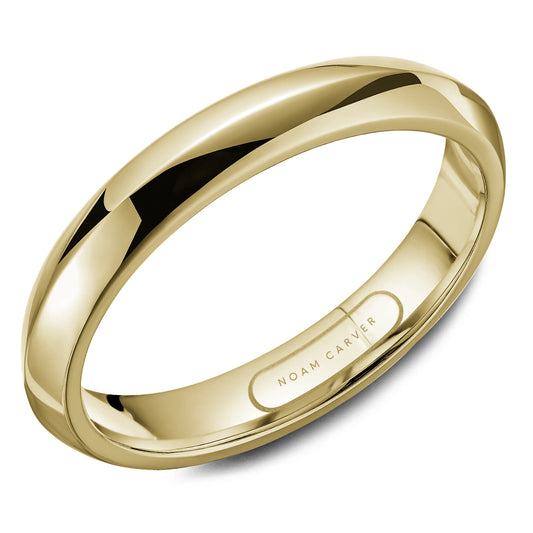 Noam Carver yellow gold wedding band against a white background
