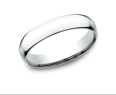 platinum dome wedding band against a white background