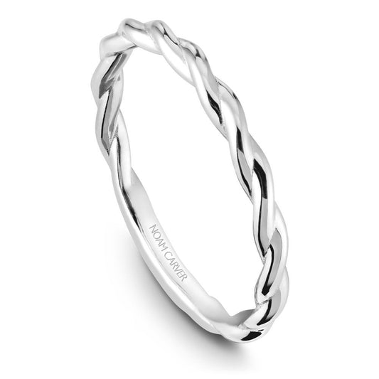 Thin Noam Carver platinum twisted wedding band against a white background