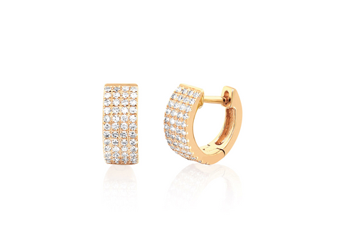 14K Gold Diamond Jumbo  Huggie Earring
