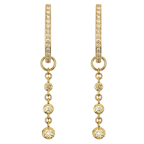 14K Yellow Gold Classic Hammered Bezel Diamond Earrings
