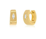 14K Gold Marquise Diamond Jumbo Huggie Earrings