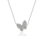 Women's 16 Inch 14K Yellow Gold Diamond Pave Butterfly Pendant Necklace