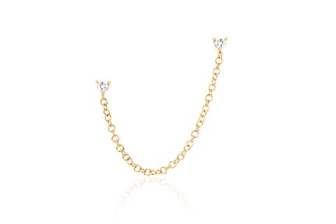 EF Collection double diamond chain stud Earrings