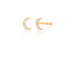 14K Gold Diamond Moon Earrings