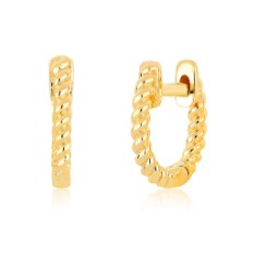 14K Yellow Gold Twist Mini Huggie Earring