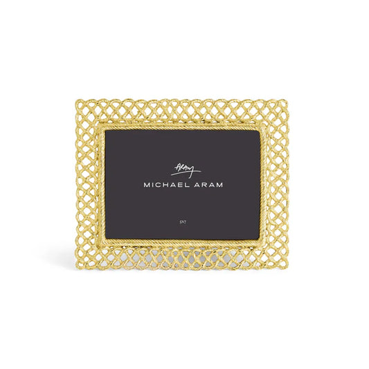 Michael Aram yellow gold Love Knot picture Frame against a white background