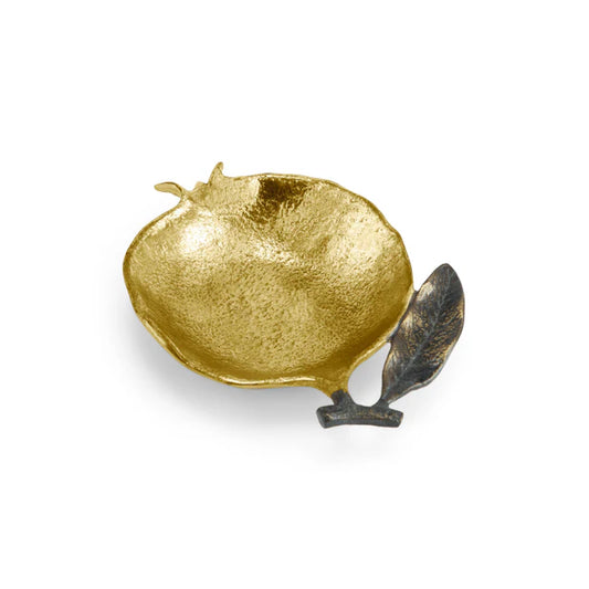 beaten yellow gold Pomegranate Catch All against a white background